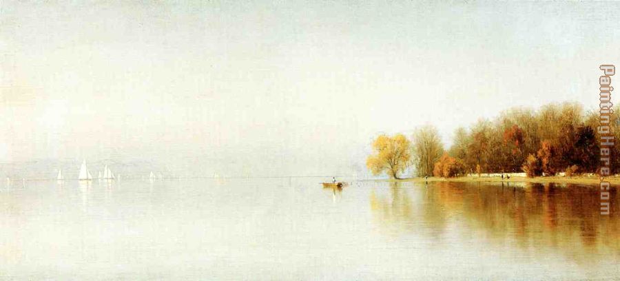An Indian Summer's Day on the Hudson - Tappan Zee painting - Sanford Robinson Gifford An Indian Summer's Day on the Hudson - Tappan Zee art painting